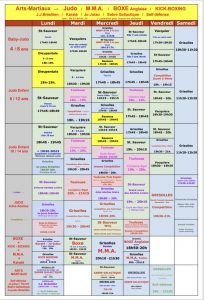 Horaires Arts Martiaux 2026-2027