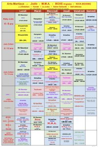 Horaires Arts Martiaux 2026-2027