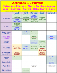 Horaires Forme 2026-2027