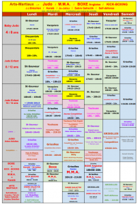 Horaires Arts Martiaux 2026-2027